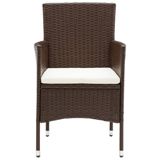 Ailis 3 Piece Garden Bistro Set Large In Brown Poly Rattan