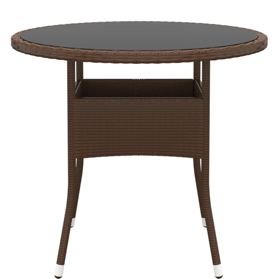 Ailis 3 Piece Garden Bistro Set Large In Brown Poly Rattan