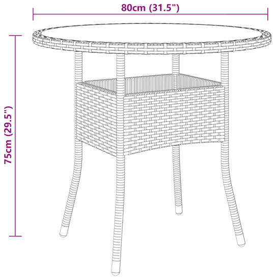 Ailis 3 Piece Garden Bistro Set Large In Brown Poly Rattan
