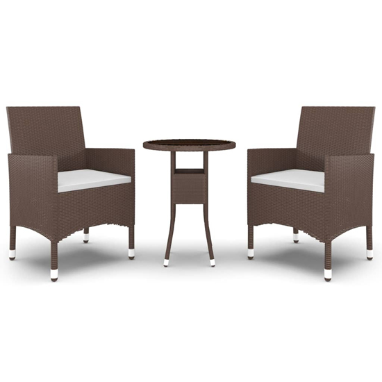 Ailis 3 Piece Garden Bistro Set Small In Brown Poly Rattan