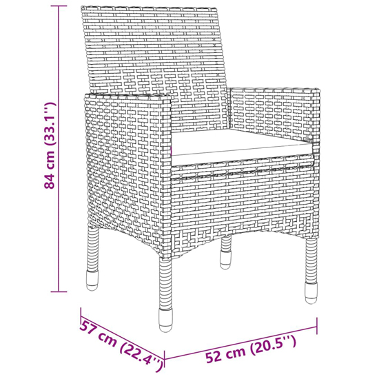 Ailis 3 Piece Garden Bistro Set Small In Brown Poly Rattan