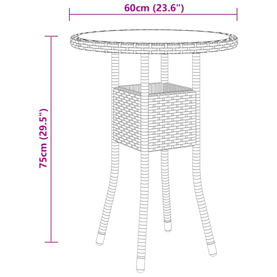 Ailis 3 Piece Garden Bistro Set Small In Brown Poly Rattan