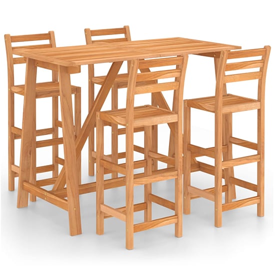 Ailsa Outdoor Wooden Bar Table With 4 Stools In Acacia_2