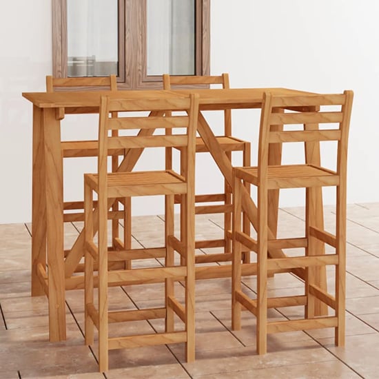 Read more about Ailsa outdoor wooden bar table with 4 stools in acacia