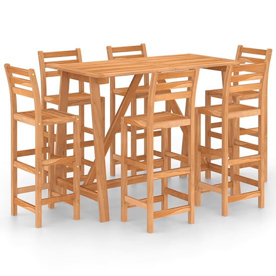 Ailsa Outdoor Wooden Bar Table With 6 Stools In Acacia_2