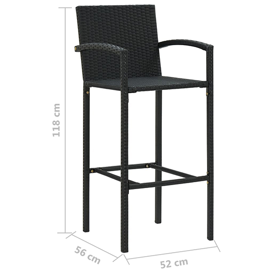 Aimee Outdoor Poly Rattan Bar Table With 2 Stools In Black_8