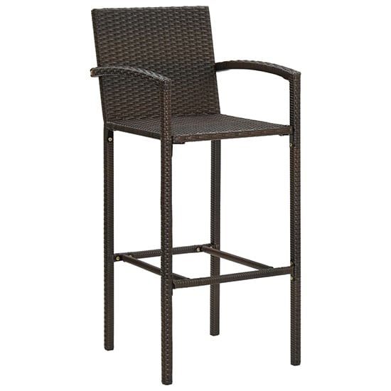 Aimee Outdoor Poly Rattan Bar Table With 2 Stools In Brown_6