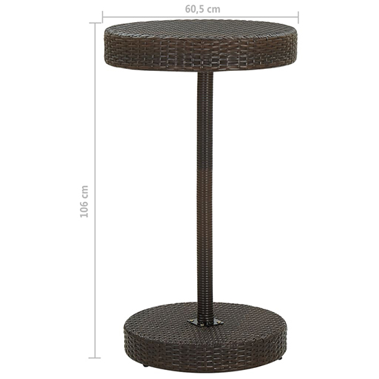 Aimee Outdoor Poly Rattan Bar Table With 2 Stools In Brown_7