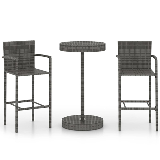 Aimee Outdoor Poly Rattan Bar Table With 2 Stools In Grey_2