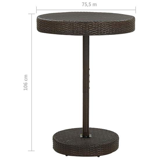 Aimee Outdoor Poly Rattan Bar Table With 4 Stools In Brown