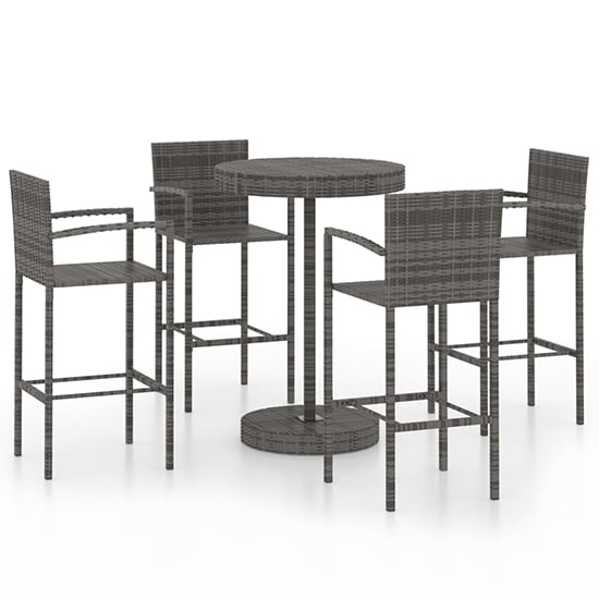 Aimee Outdoor Poly Rattan Bar Table With 4 Stools In Grey_2