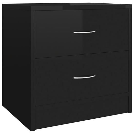 Aimo High Gloss Bedside Cabinet With 2 Drawers In Black_2