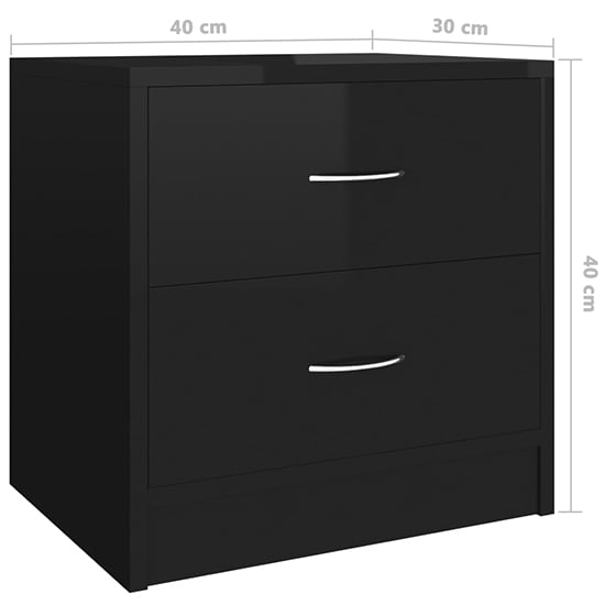 Aimo High Gloss Bedside Cabinet With 2 Drawers In Black_4