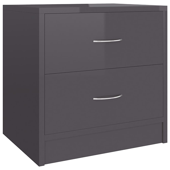 Aimo High Gloss Bedside Cabinet With 2 Drawers In Grey_2