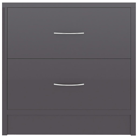 Aimo High Gloss Bedside Cabinet With 2 Drawers In Grey_3