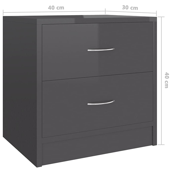 Aimo High Gloss Bedside Cabinet With 2 Drawers In Grey_4