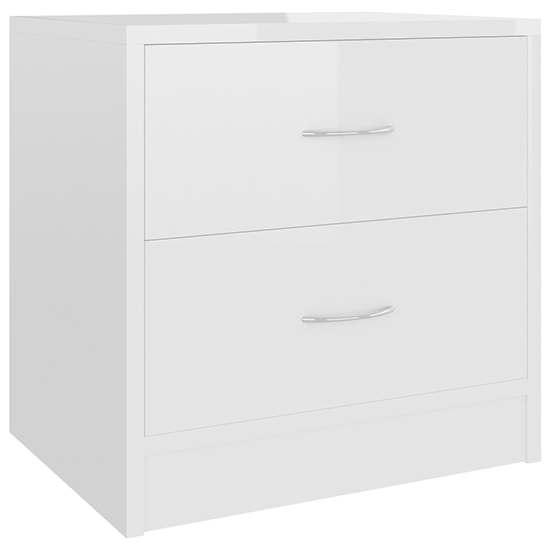 Aimo High Gloss Bedside With 2 Drawers In White Furniture in