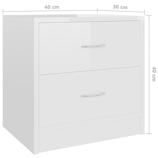 Aimo High Gloss Bedside Cabinet With 2 Drawers In White_4