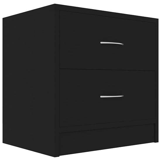 Aimo Wooden Bedside Cabinet With 2 Drawers In Black_2