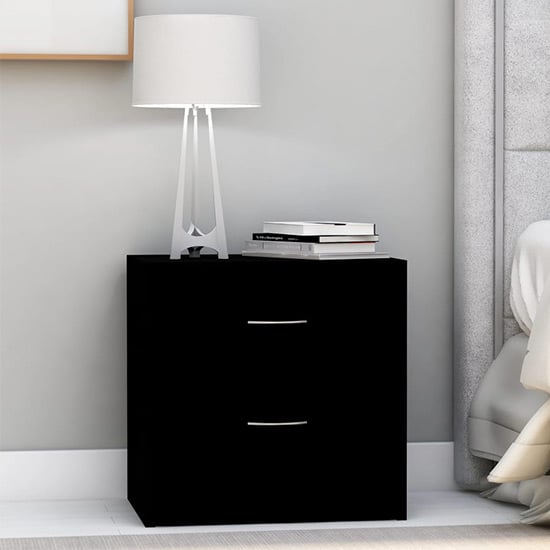Aimo Wooden Bedside Cabinet With 2 Drawers In Black_1