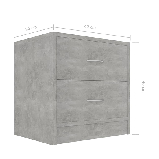 Aimo Wooden Bedside Cabinet With 2 Drawers In Concrete Effect_4