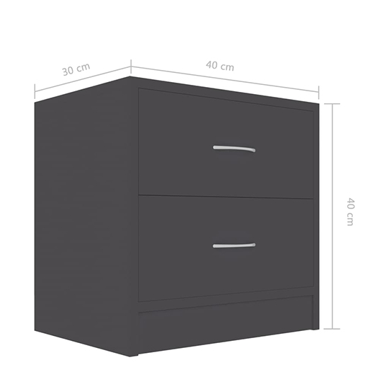 Aimo Wooden Bedside Cabinet With 2 Drawers In Grey_4