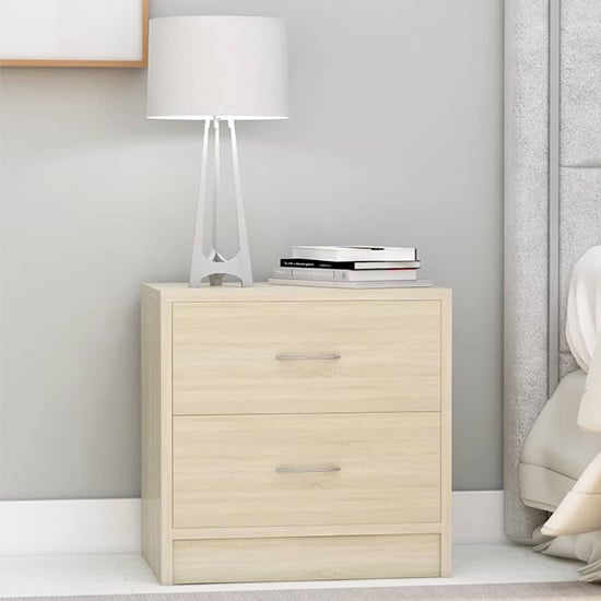 Photo of Aimo wooden bedside cabinet with 2 drawers in sonoma oak