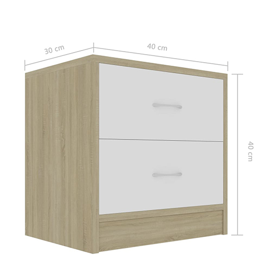 Aimo Wooden Bedside Cabinet With 2 Drawers In White Sonoma Oak_4