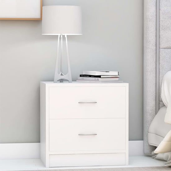 Read more about Aimo wooden bedside cabinet with 2 drawers in white