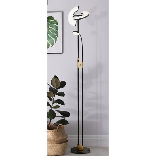 Read more about Ain mother child led floor lamp in matt black and satin brass