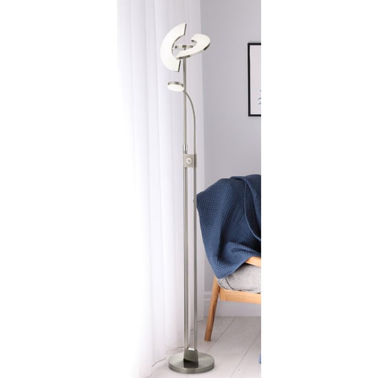 Product photograph of Ain Mother Child Led Floor Lamp In Satin Nickel And Chrome from Furniture in Fashion