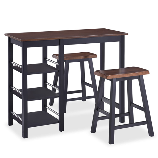 Ainhoa Wooden Bar Table With 2 Bar Stools In Brown And Black_2