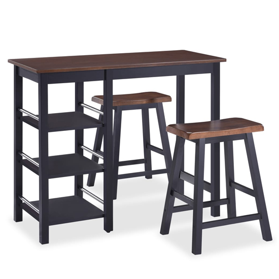 Ainhoa Wooden Bar Table With 2 Bar Stools In Brown And Black