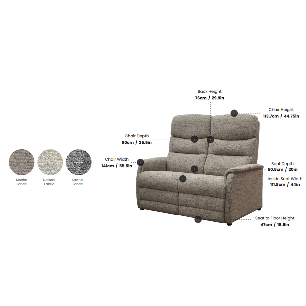 Ainsley Fabric 2 Seater Sofa in Mocha