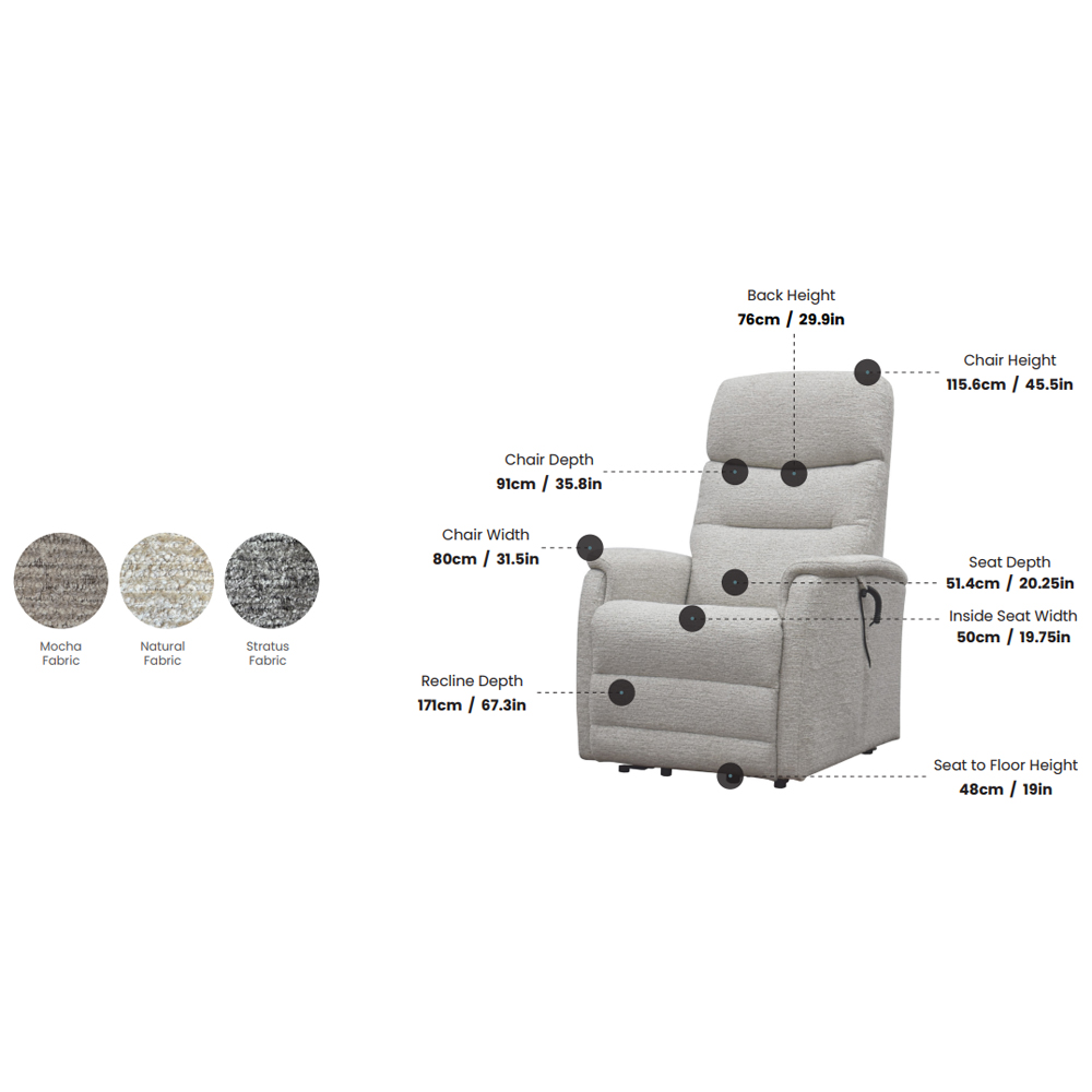 Ainsley Fabric Dual Motor Recliner Chair in Stratus