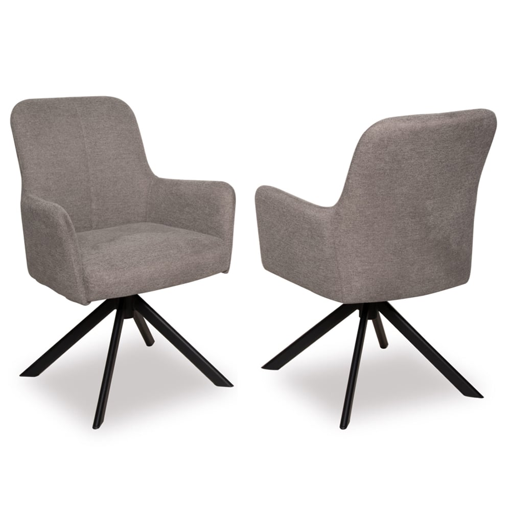 Airdrie Oatmeal Fabric Dining Chairs With Black Legs In Pair