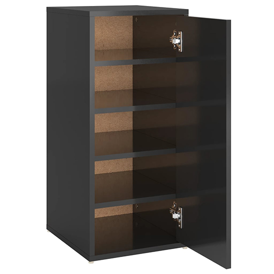Airell High Gloss Shoe Storage Cabinet With 5 Shelves In Black_4