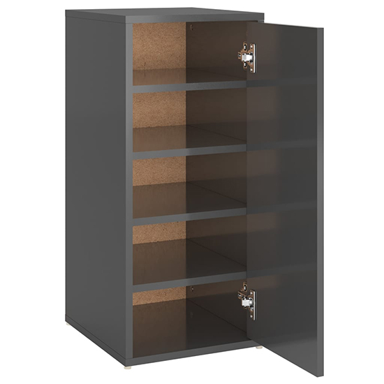 Airell High Gloss Shoe Storage Cabinet With 5 Shelves In Grey_4