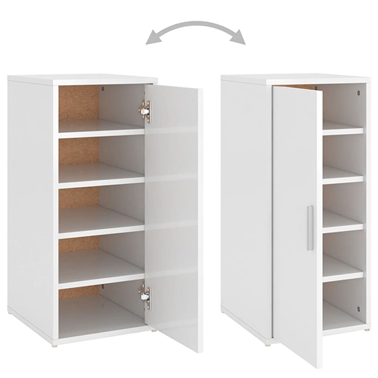Airell High Gloss Shoe Storage Cabinet With 5 Shelves In White_6