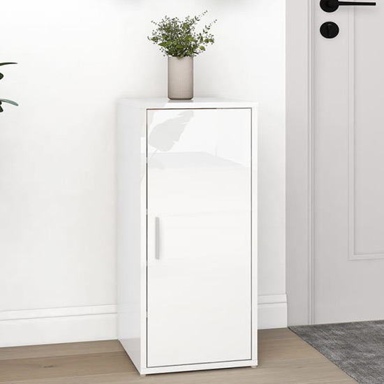 Product photograph of Airell High Gloss Shoe Storage Cabinet With 5 Shelves In White from Furniture in Fashion