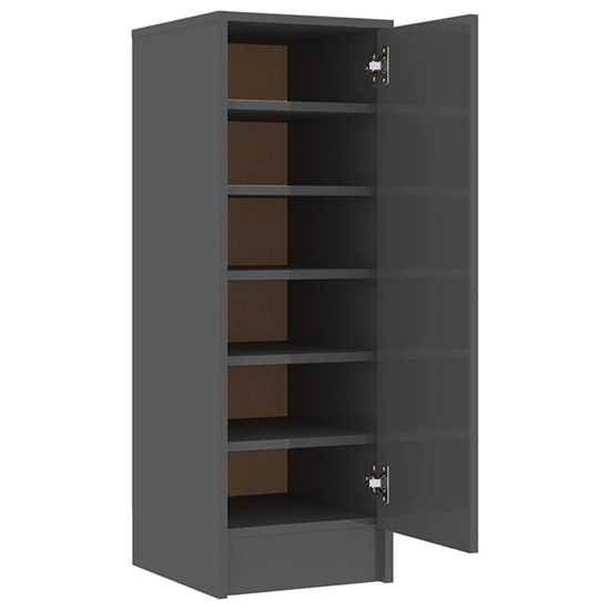 Airell High Gloss Shoe Storage Cabinet With 6 Shelves In Grey_4