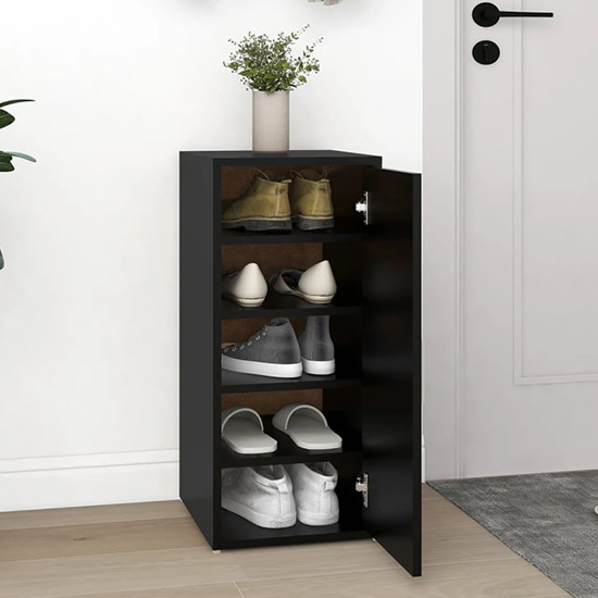 Airell Wooden Shoe Storage Cabinet With 5 Shelves In Black_2
