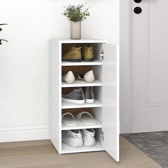 Airell Wooden Shoe Storage Cabinet With 5 Shelves In White