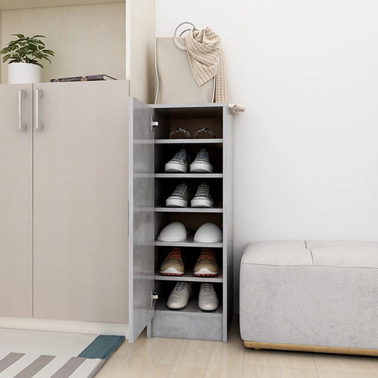 Airell Shoe Storage Cabinet With 6 Shelves In Concrete Effect