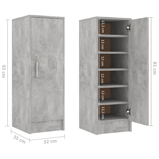 Airell Shoe Storage Cabinet With 6 Shelves In Concrete Effect