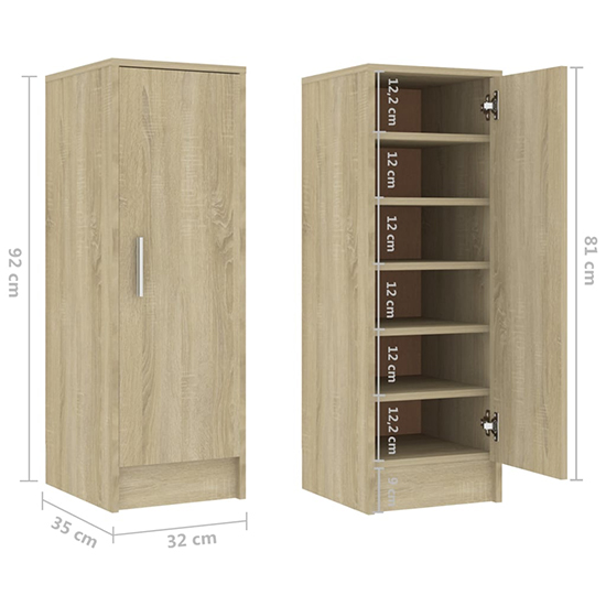 Airell Shoe Storage Cabinet With 6 Shelves In Sonoma Oak