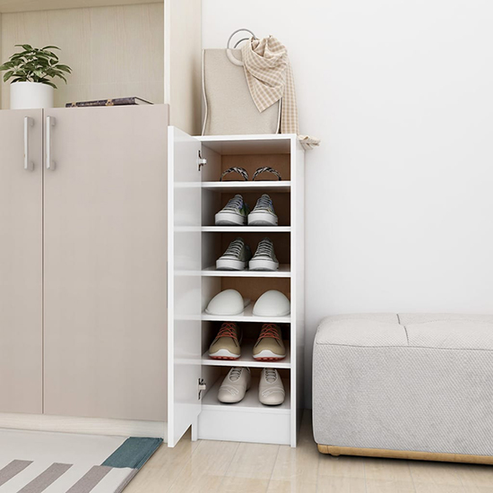 Airell Wooden Shoe Storage Cabinet With 6 Shelves In White
