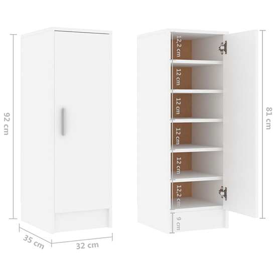 Airell Wooden Shoe Storage Cabinet With 6 Shelves In White