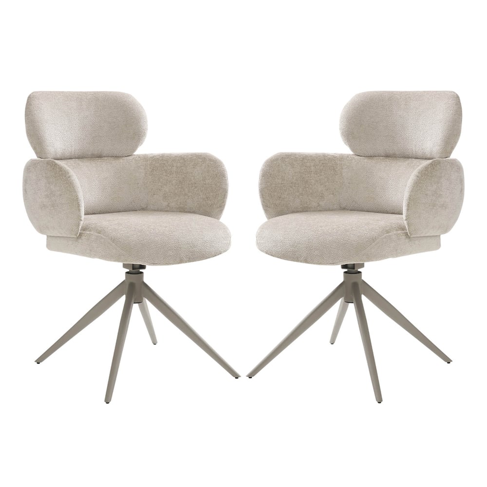 Read more about Airway beige fabric dining chairs in pair