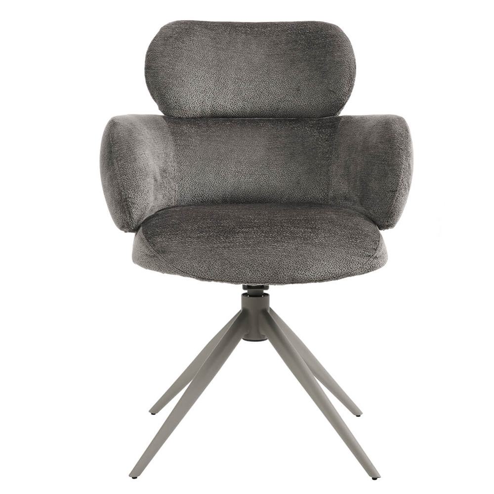 Airway Mocha Fabric Dining Chairs With Metal Legs In Pair